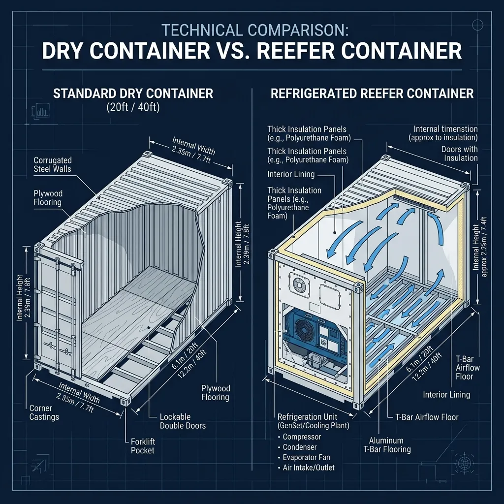 Standard Dry vs Refrigerated Container Comparison