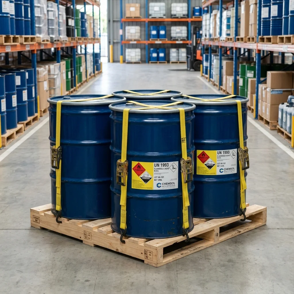 Chemical Drum Shipments: Block Pallets & Plastic Wrapping